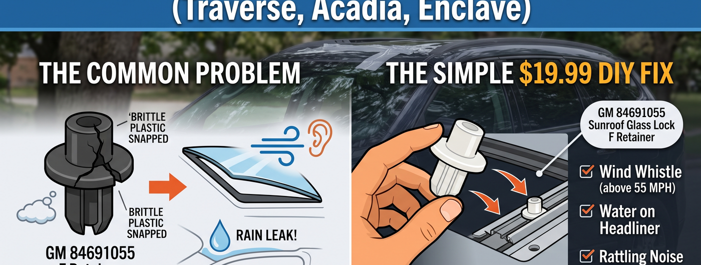 GM Sunroof Glass Lock Retainer Fix: 84691055 for Chevy Traverse & GMC Acadia — Stop the Leak in 45 Minutes