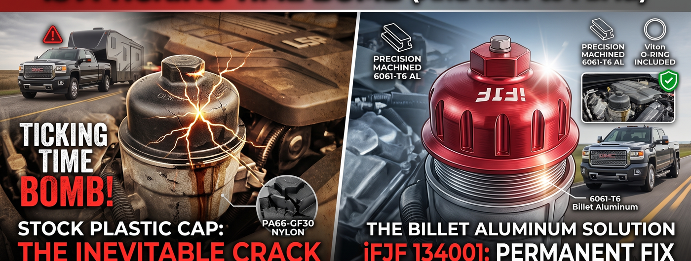 iFJF Billet Aluminum vs OEM Plastic Fuel Filter Cap: L5P Duramax Comparison & Why It Matters
