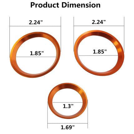 iFJF 3pcs Orange AC Climate Control Knob Ring Covers For Subaru Forester Impreza