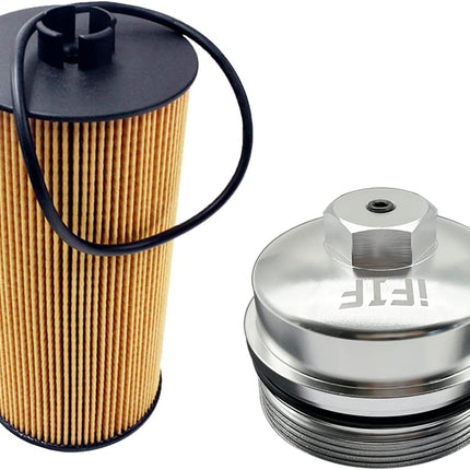 FL2016 Oil Filter and EC781 Cap for F250-F550 6.0L 6.4L 2003-2010 Excursion 2003-2005 6.0L Billet Aluminum Anodized Cap Silver