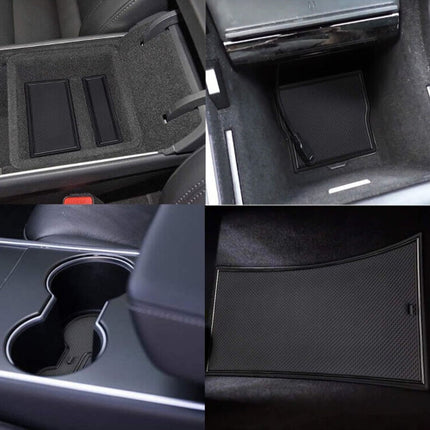 iFJF Center Console Mats Cup Holder Liner for 2017-2019 Tesla Model 3 Accessories 7PC