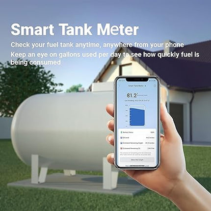 Wi-Fi Smart Oil Tank Meter/Gauge for 275 330 Gallon Fuel Tank and 500 550 1000 Gallon Cylinder Fuel Oil Tank, Only Support 2.4Ghz