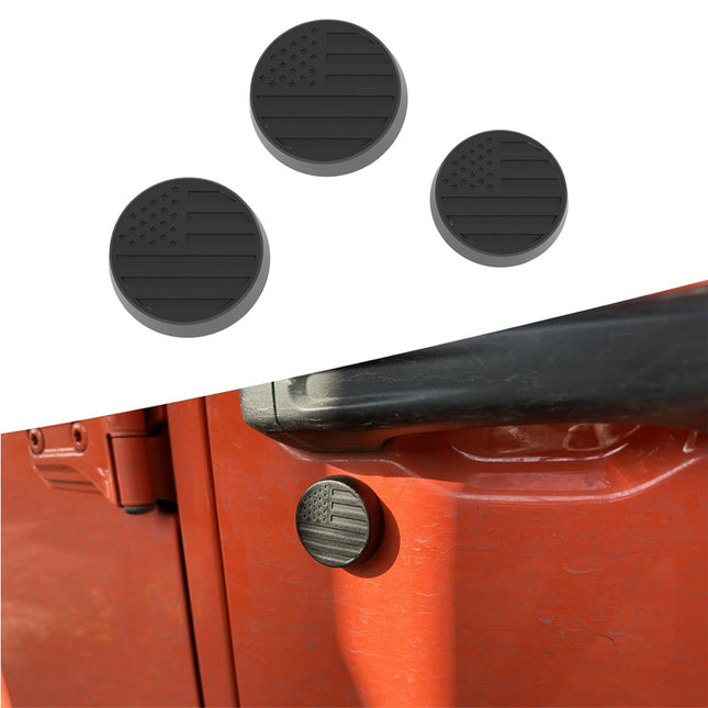 iFJF Magnetic Keyhole Covers for 2018-2023 Wrangler JL JT Door Lock Protection Covers Door Security Accessories (Black National Flag)
