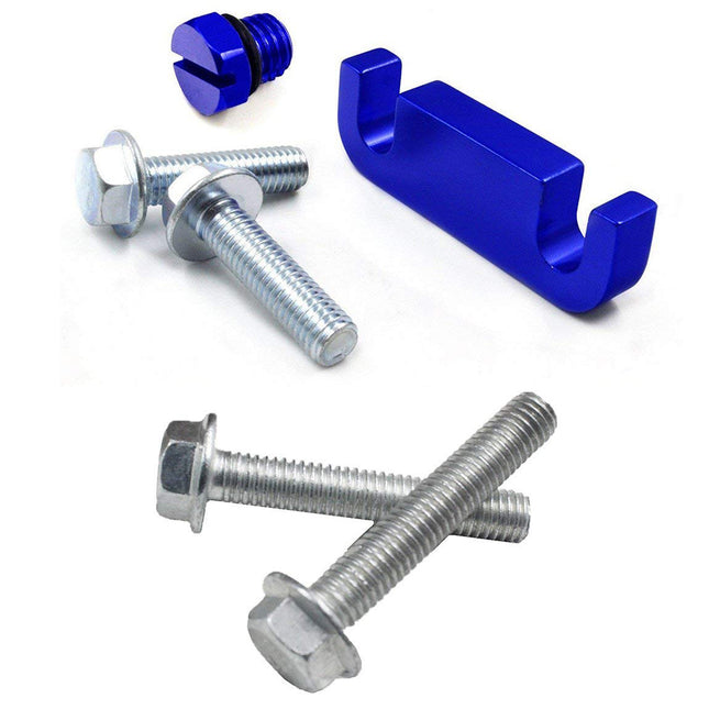 iFJF Fuel Filter Head Housing Spacer, Air Bleeder Screw and 4pcs Bolts -for Duramax 2001-2017 (Blue)