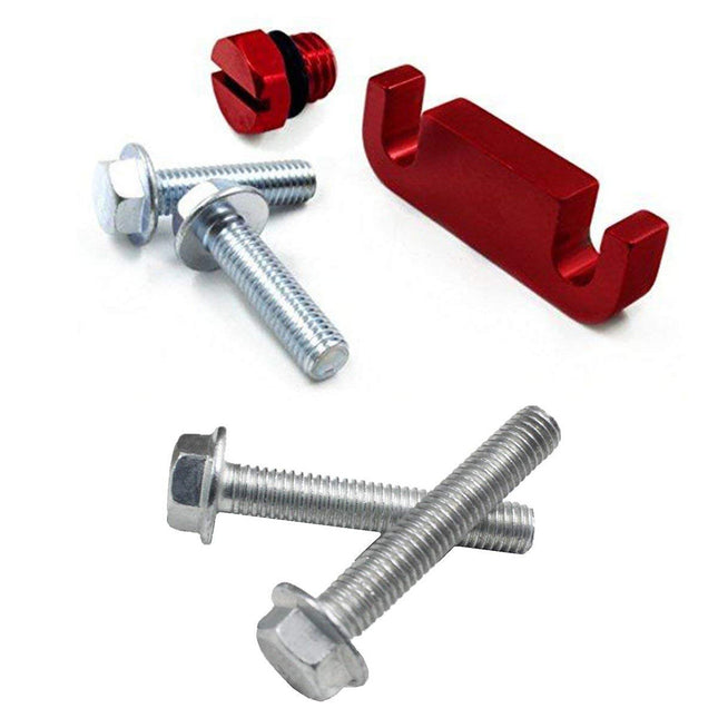 iFJF Fuel Filter Head Housing Spacer, Air Bleeder Screw and 4pcs Bolts -for Duramax 2001-2017 (Red)