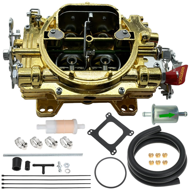 iFJF1407 4 Barrel Carburetor Replacement for 750 CFM Manual Choke Square Bore Air Valve Secondary (Golden)