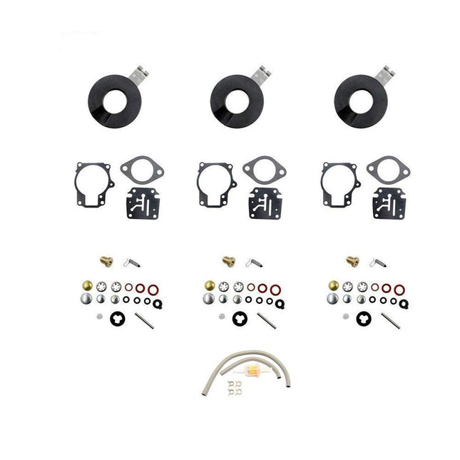 iFJF 3PCS Carb Rebuild Kit for 398729 396701 392061 9-37107 18-7222 18-7042 18 20 30 40 75HP Outboard Motors With Float