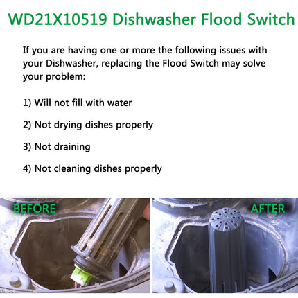 iFJF WD21X10519 Dishwasher Flood Switch for Dishwasher Replace WD21X20204 WD21X10492 Flood Switch Fix Heating and Drying Issues with Dishwashers