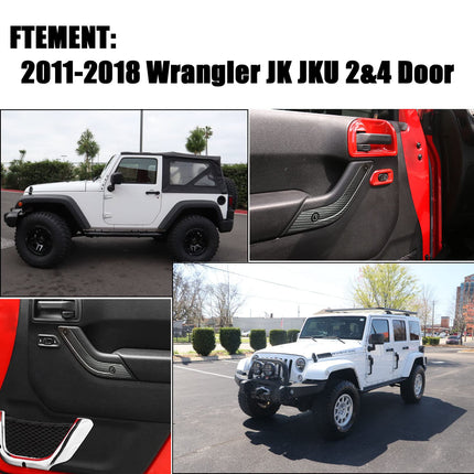 iFJF Interior Door Grab Handle Inserts Cover Door Handle Trim Cover for Wrangler JK JKU 2011-2018 (Carbon Fiber) (with Screw)