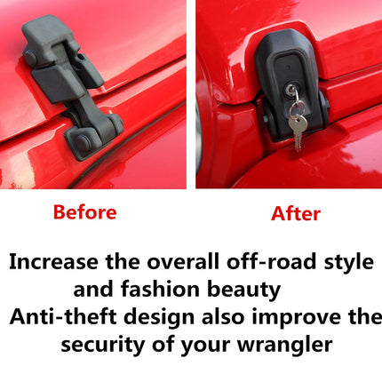 iFJF JL Hood Lock Latch with Keys Anti Theft Locking Catch for Wrangler JL and Gladiator JT 2018-2023 Models (with Lock)
