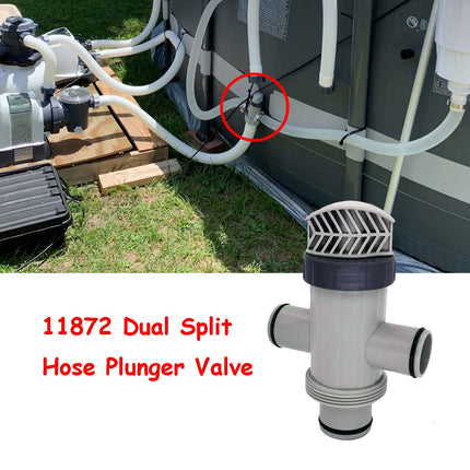iFJF Dual Split Hose Plunger Valve Hose Connector Replacement for Valve Part Compatible with Above Ground Pool and Electric Manual Pool Pump (11872)