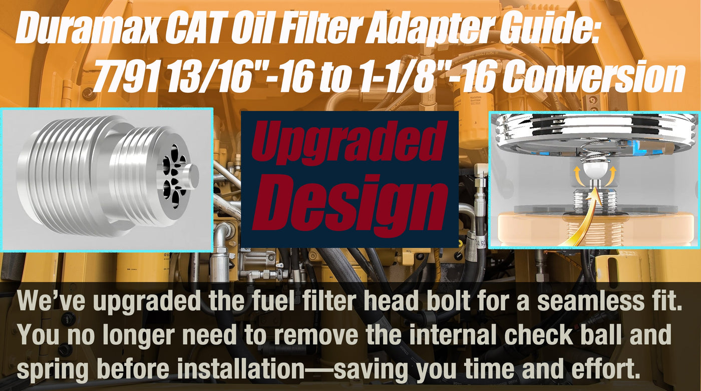 Duramax CAT Oil Filter Adapter Guide: 7791 13/16"-16 to 1-1/8"-16 Conversion — More Filtration, Better Engine Protection