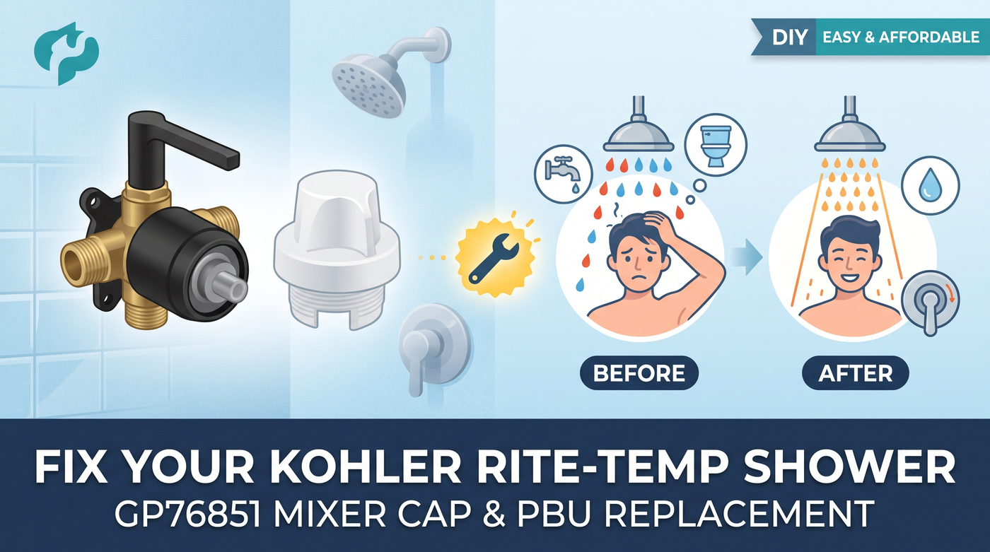 Fix Your Kohler Rite-Temp Shower Valve: GP76851 Mixer Cap & Pressure Balancing Unit Replacement
