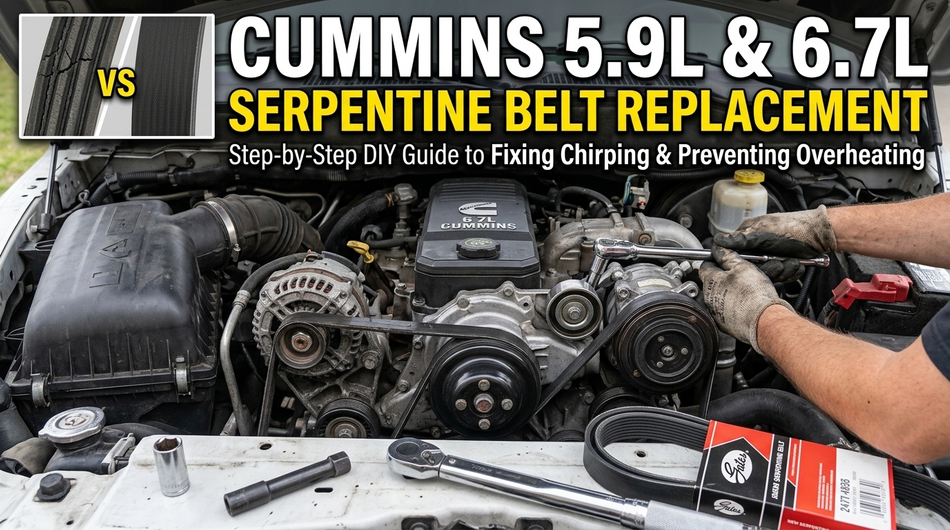 5.9 & 6.7L Cummins Serpentine Belt Diagram & Replacement Guide (2003-2024)