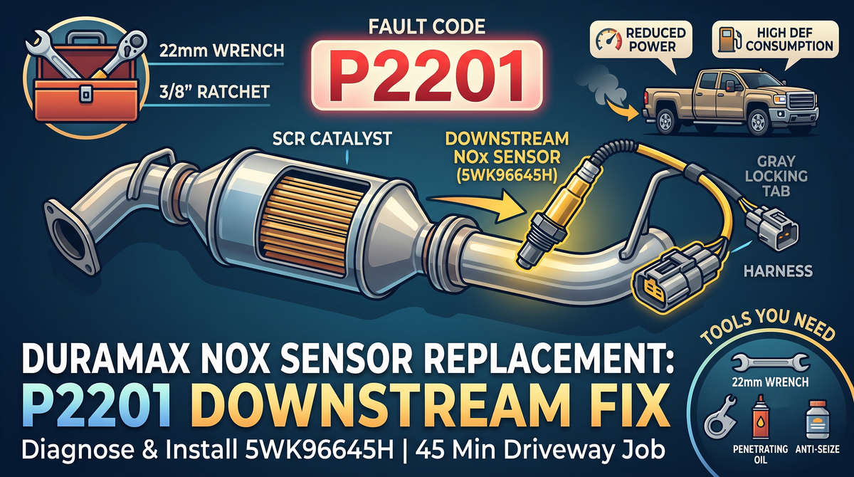 Duramax NOx Sensor Replacement: 5WK96645H Downstream Sensor Fix — Fault Codes, Diagnosis & Install