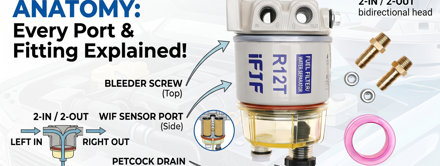 R12T Fuel Filter Water Separator Kit - 120 AT NPT ZG1/4-19 with Fittings