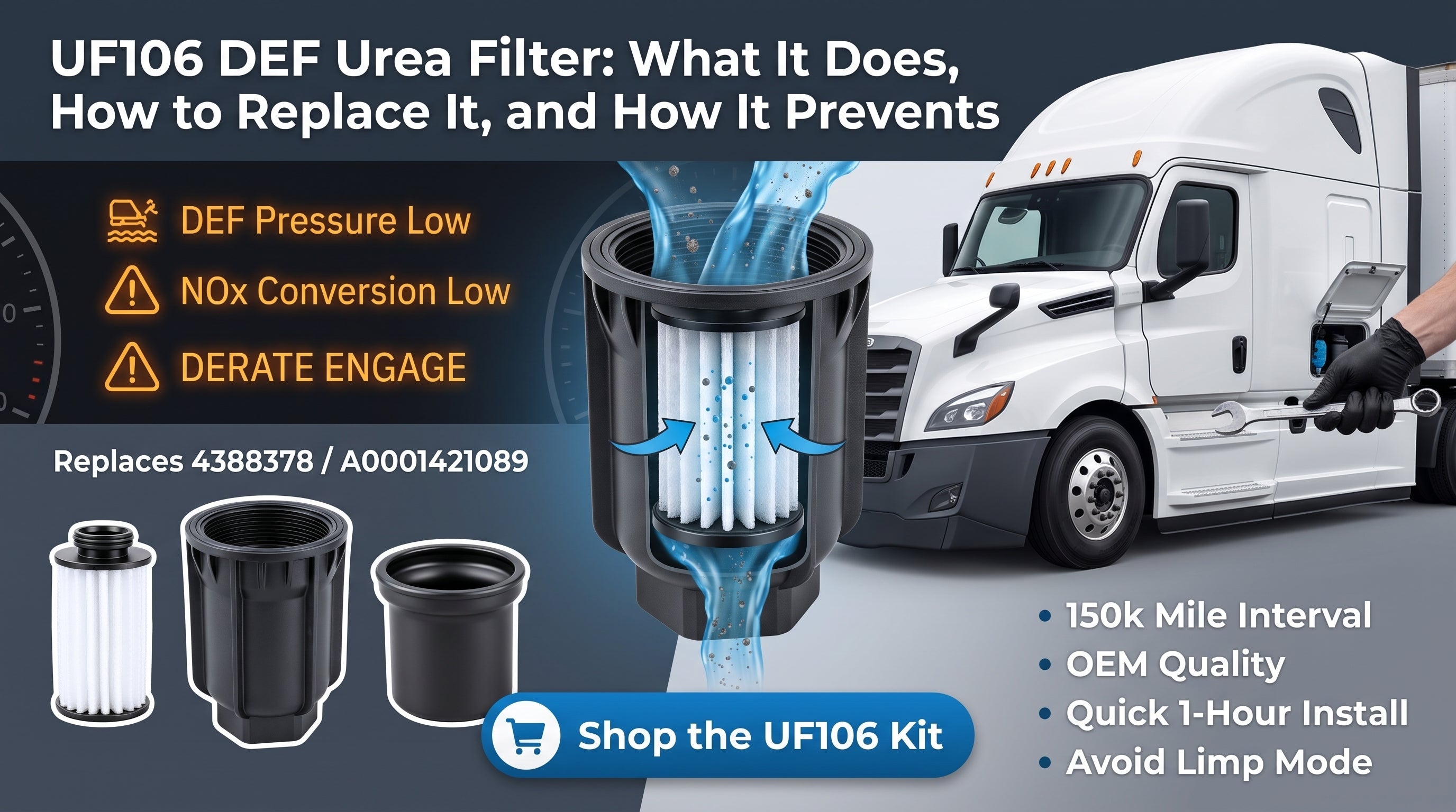 UF106 DEF Urea Filter: How to Replace It on DD13 & DD15 (Replaces 4388378)