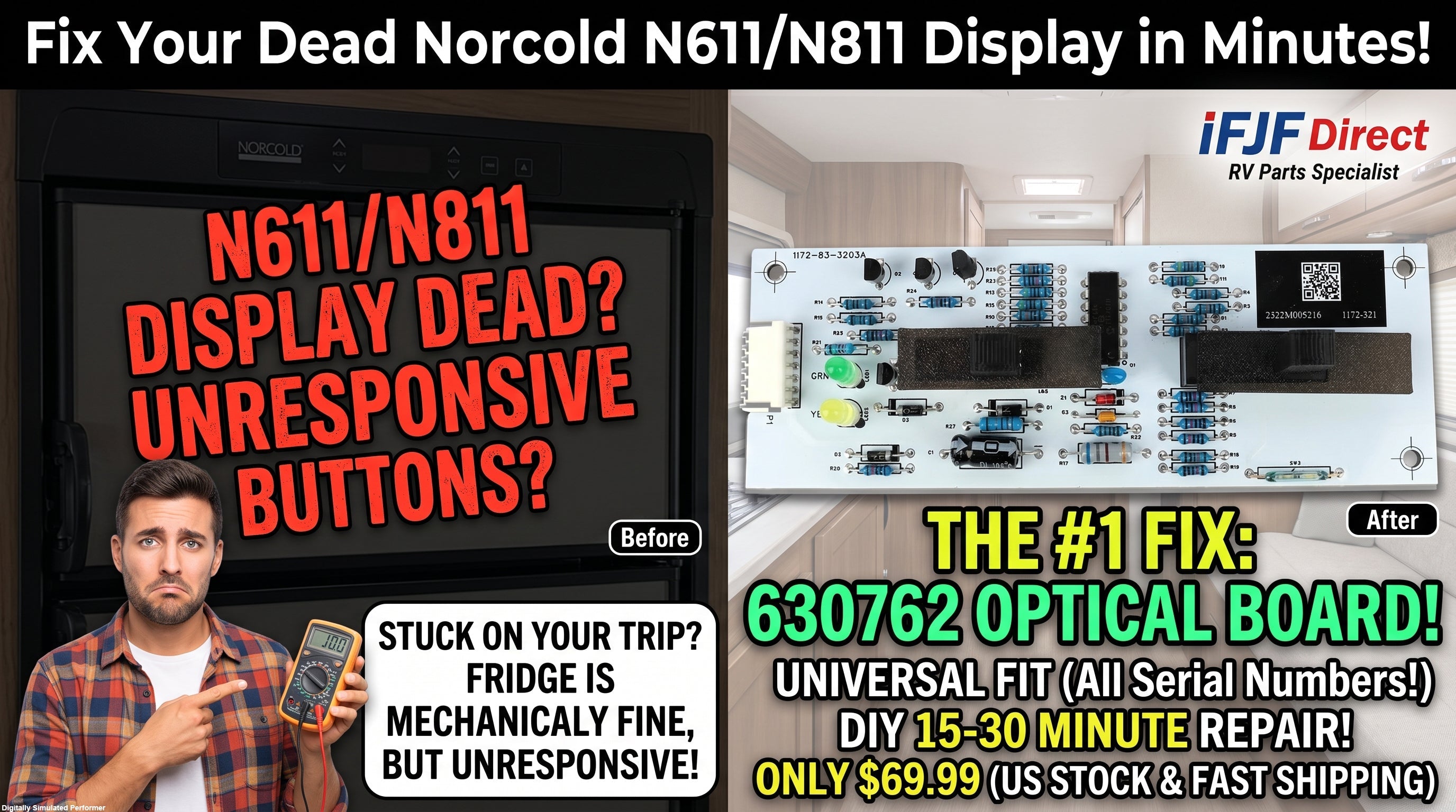 Norcold 630762 Optical Control Board: Symptoms, Replacement Guide & Fitment for N611/N811