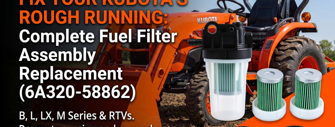 Kubota Fuel Filter Assembly Replacement: 6A320-58862 for B, L, LX & M Series Tractors
