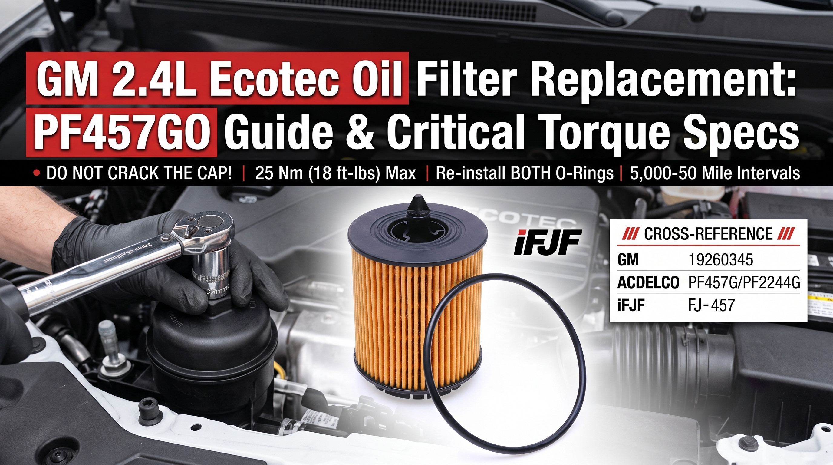 GM 2.4L Ecotec Oil Filter Replacement: PF457GO Cartridge Cross-Reference & Torque Specs That Actually Matter