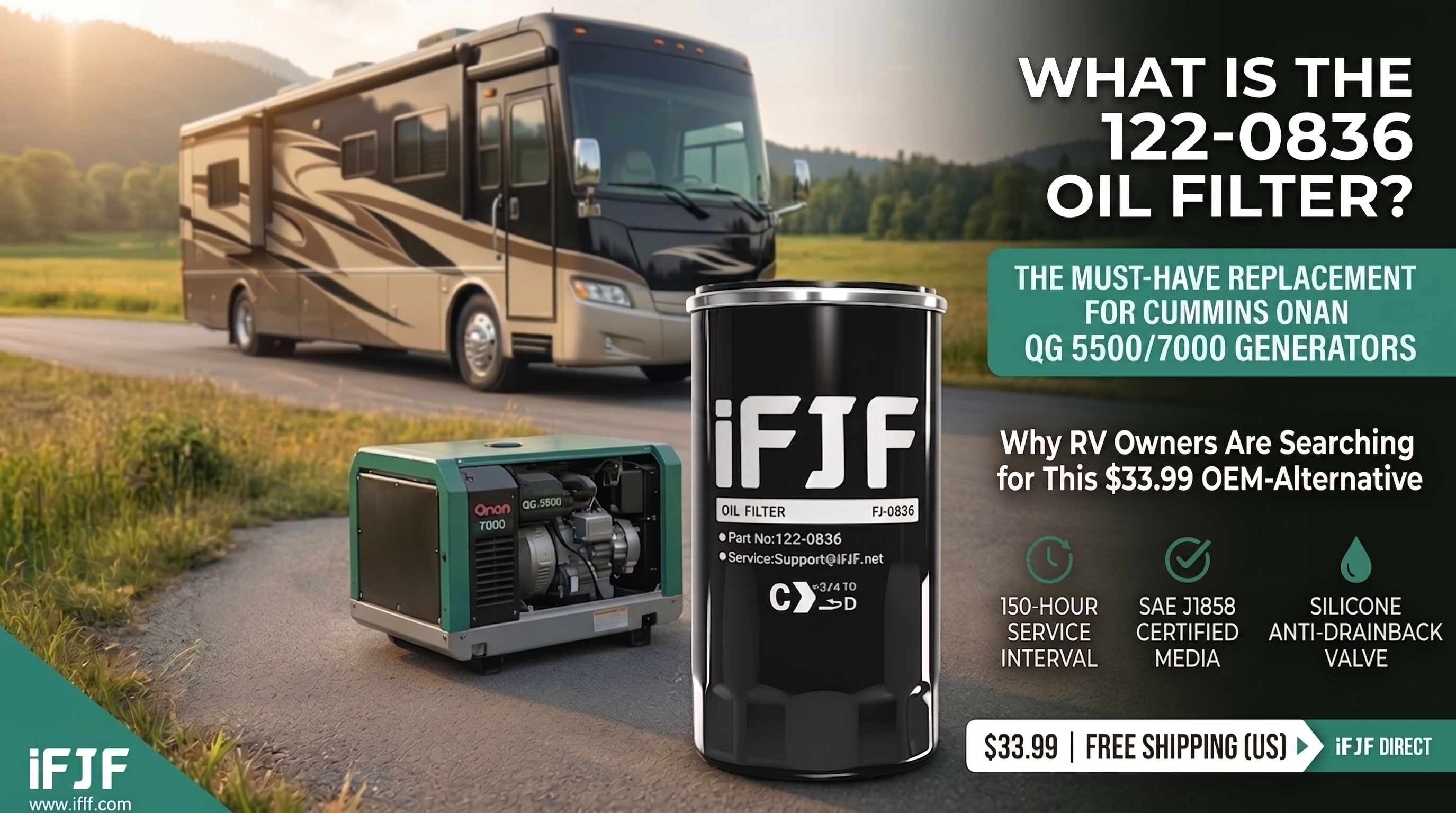 122-0836 Oil Filter Cross Reference & Buying Guide (Onan QG 5500/7000)