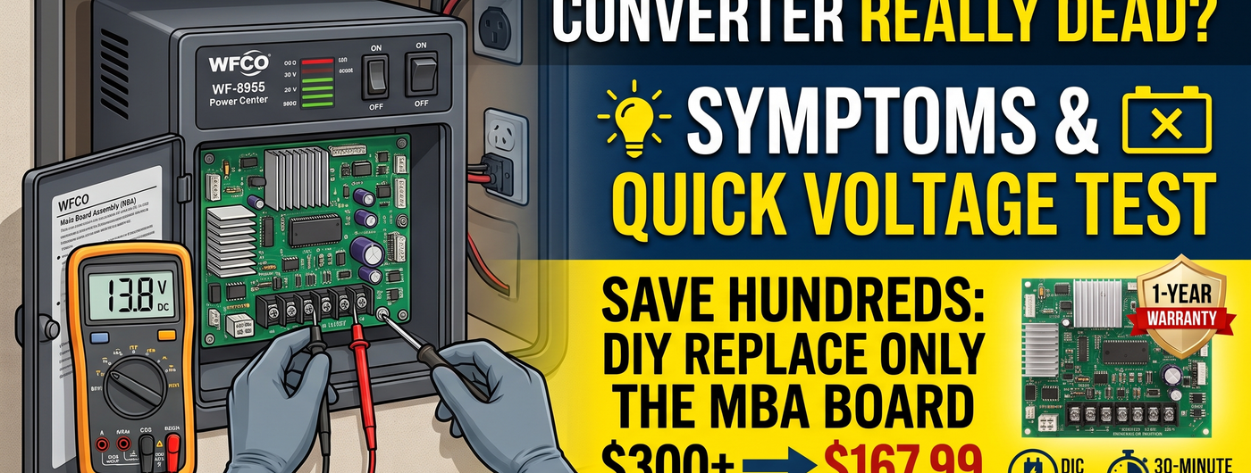 WFCO WF-8955 MBA RV Converter Board Replacement: 55-Amp Troubleshooting & Install Guide