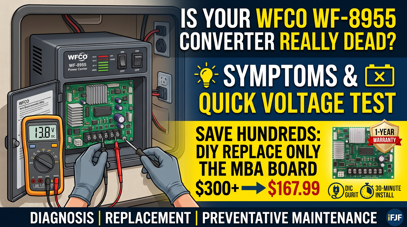WFCO WF-8955 MBA RV Converter Board Replacement: 55-Amp Troubleshooting & Install Guide