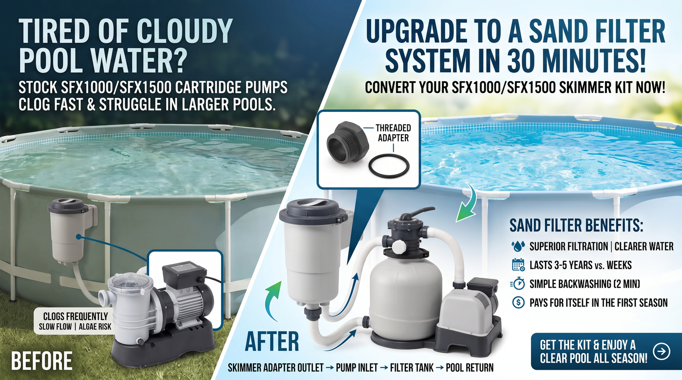 Convert Your Intex Skimmer Pool to a Sand Filter System: SFX1000/SFX1500 Kit Install in 30 Minutes