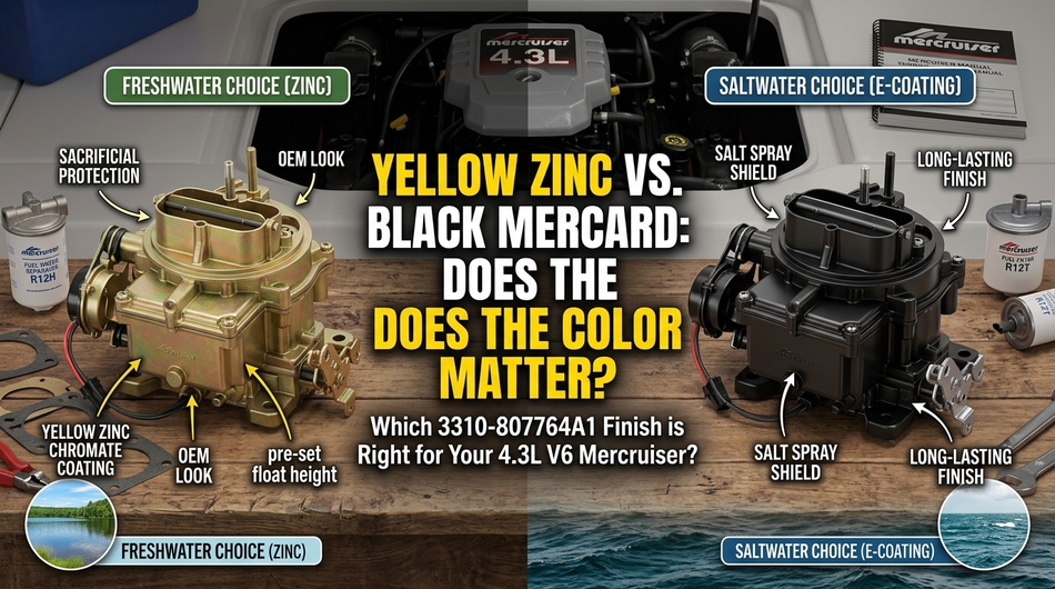 Mercruiser 807764A1 Carburetor: Yellow Zinc vs Black Coating — Which Finish Holds Up Better in Saltwater?