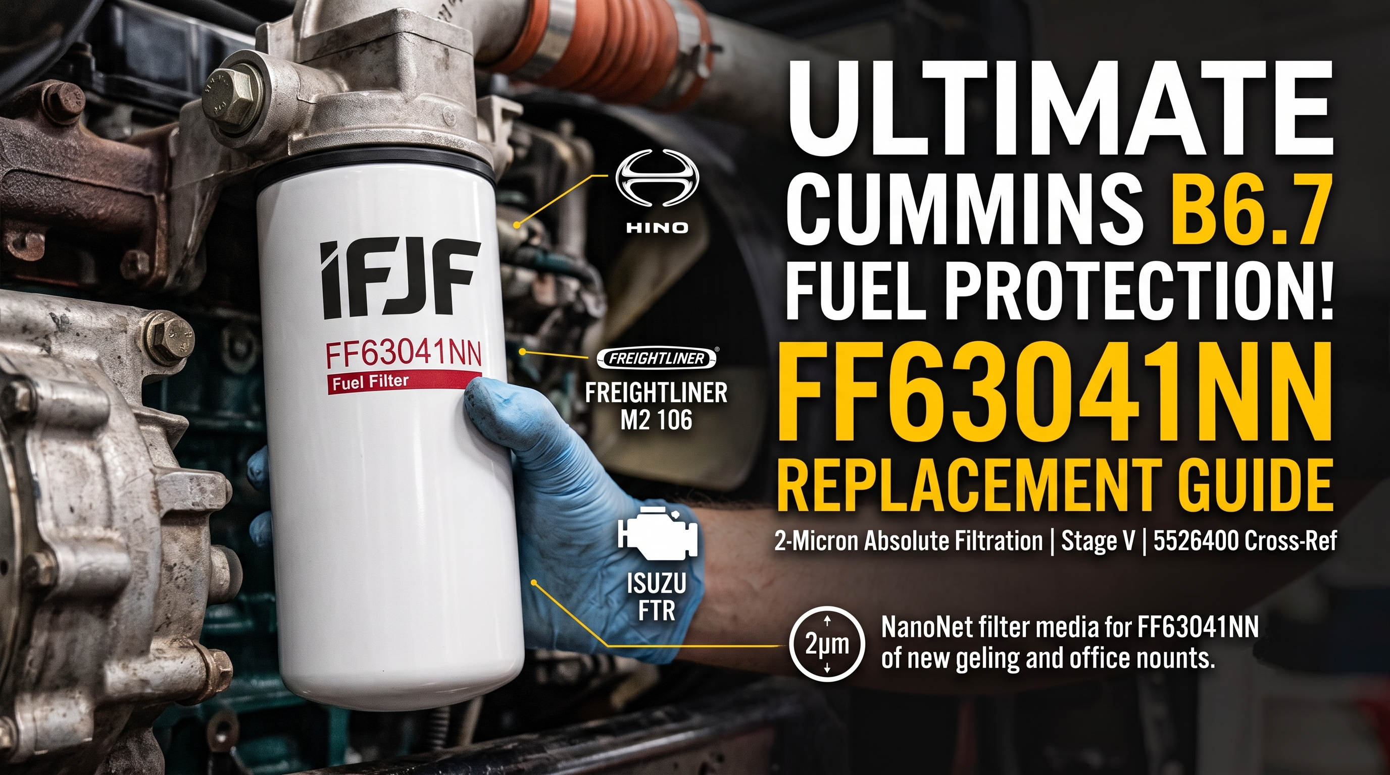 FF63041NN Fuel Filter Replacement for Cummins B6.7 & Stage V Engines: 5526400 Cross-Reference & Install Guide