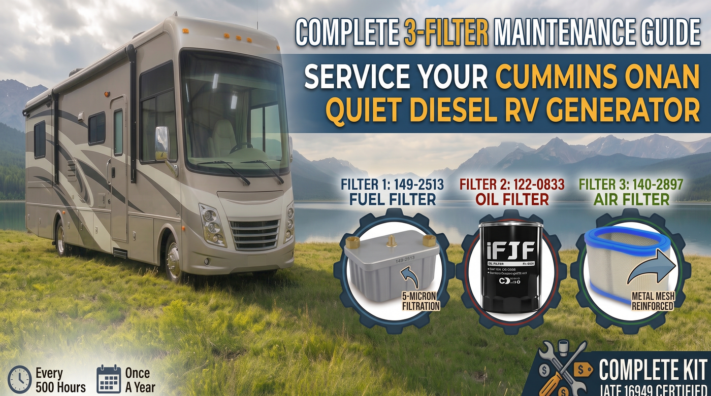 Cummins Onan Quiet Diesel RV Generator Filter Change: Complete DIY Maintenance Guide (149-2513, 122-0833, 140-2897)