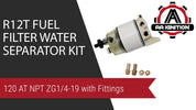 R12T Fuel Filter Water Separator Kit - 120 AT NPT ZG1/4-19 with Fittings - Diesel Truck Tutorial