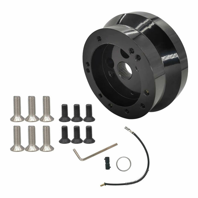 iFJF 5 & 6 Hole Steering Wheel Polished Hub Adapter For GM Chevy Aluminum Black