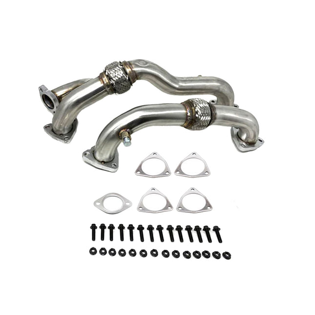 iFJF 2008-2010 6.4L Ford F250 F350 F450 F550 Powerstroke Diesel Heavy Duty Polished Exhaust Up-Pipe