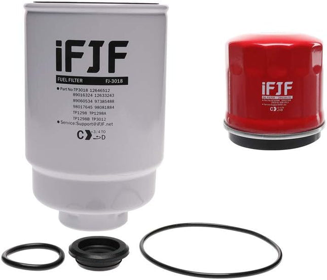 TP3018 Fuel Filter and 29539579 Spin-on Oil Filter for Duramax 6.6L 2001-2016 Silverado/GMC Sierra 2500HD Engine TP3012 29531007