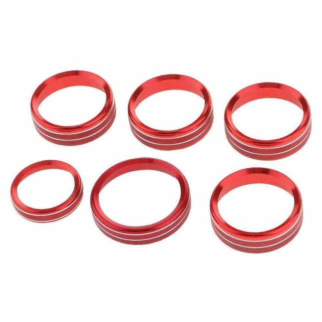 iFJF 6pcs Red AC Switch Audio Knob Ring Button Cover Trim Kit for F150 2016-2019