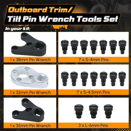 Outboard Trim Tilt Pin Wrench Tools Set MT0004 & MT0006 & MT0009 Compatible with Yamaha Suzuki Johnson Evinrude