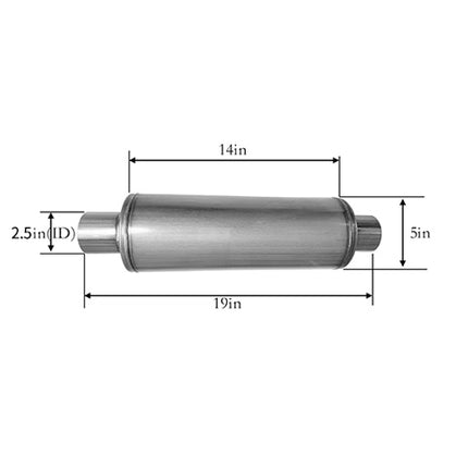 iFJF 2.5" Inlet 2.5" Outlet 19" Overall Length Muffler Resonator Stainless Steel  Diesel Exhaust