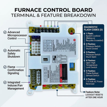 50A55-843 Furnace Control Board for White-Rodgers and Lennox - Detail View 2 - iFJF