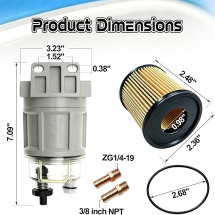 R12T Upgrade Fuel Water Separator - R12H Aluminum Alloy Spin-On Combo