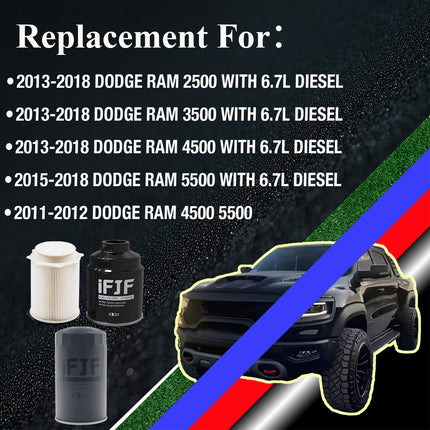 iFJF Fit OEM 6.7 Cummins Fuel Filter & Water Separator for Ram 2500-5500 (2013-2018) | Direct Replacement for 68197867AA 68157291AA 5083285AA