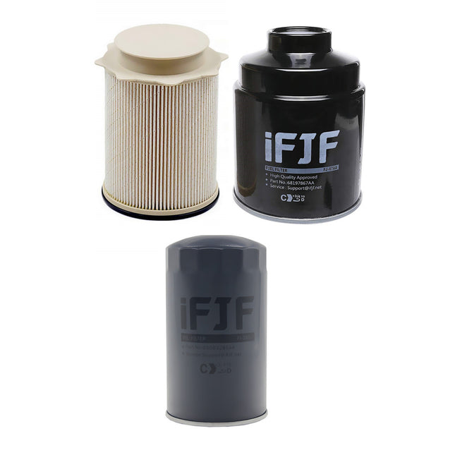 iFJF 68197867AA 68157291AA Fuel Filter and 5083285AA Oil Filter Replacement for Ram 6.7L 2013-2018 2500 3500 4500 5500 Diesel Engines Replaces 68065608AA 68197867AB 5016547AA