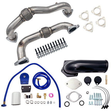 iFJF 2008-2010 6.4L Ford Powerstork Bypass Exhaust Up Pipes & Coolant Filtration System & Filter EGR Valve delete kit