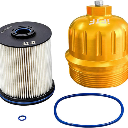 TP1015 Fuel Filter and 134001 Silver Housing Cap for Duramax 6.6L 2017-2020 Silverado GMC Sierra 2500HD 3500HD L5P Diesel Engine