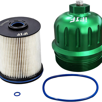 TP1015 Fuel Filter and 134001 Silver Housing Cap for Duramax 6.6L 2017-2020 Silverado GMC Sierra 2500HD 3500HD L5P Diesel Engine