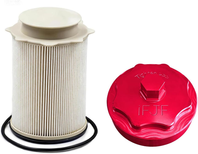 68157291AA Fuel Filter and 68065612AA Silver Canister Housing Cap for Ram 6.7L 2011-2020 2500 3500 4500 5500 Diesel Engine