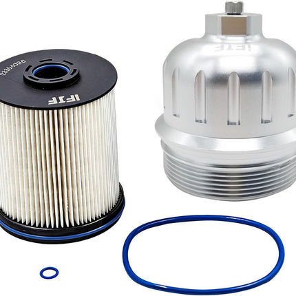 TP1015 Fuel Filter and 134001 Silver Housing Cap for Duramax 6.6L 2017-2020 Silverado GMC Sierra 2500HD 3500HD L5P Diesel Engine