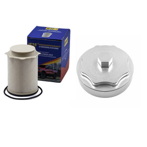 68157291AA Fuel Filter and 68065612AA Silver Canister Housing Cap for Ram 6.7L 2011-2020 2500 3500 4500 5500 Diesel Engine