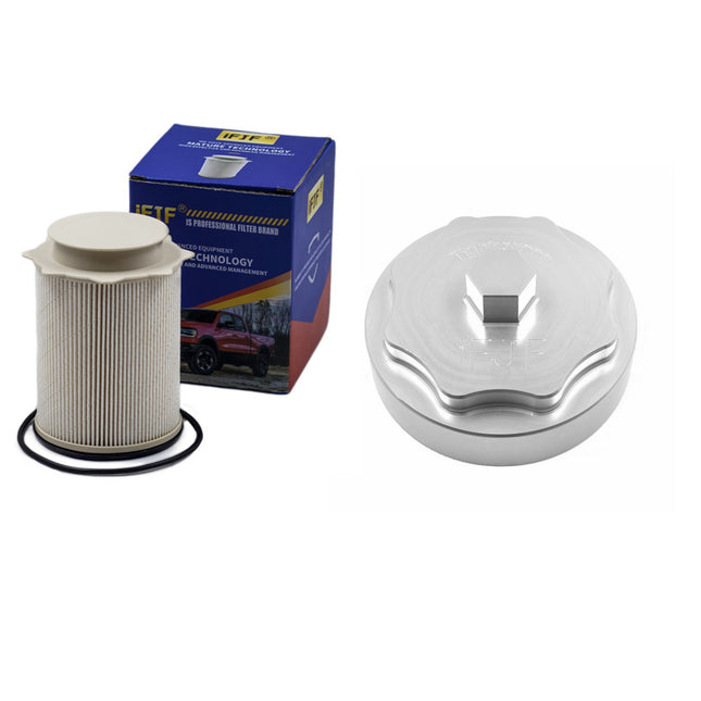 68157291AA Fuel Filter and 68065612AA Silver Canister Housing Cap for Ram 6.7L 2011-2020 2500 3500 4500 5500 Diesel Engine