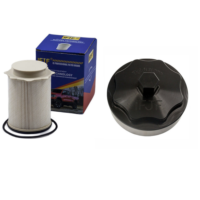 68157291AA Fuel Filter and 68065612AA Black Canister Housing Cap for Ram 6.7L 2011-2020 2500 3500 4500 5500 Diesel Engine